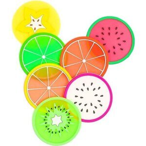 Fruit Shaped Cup Coasters 7-Pieces Holder Anti Slip Rubber Decorative Multi-Use